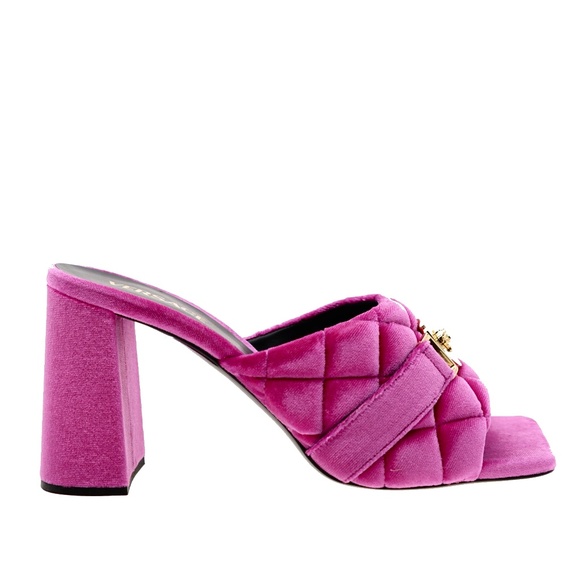 Versace Medusa Quilted Velvet Mules Sandals Size 40 / 10US New - Picture 2 of 10